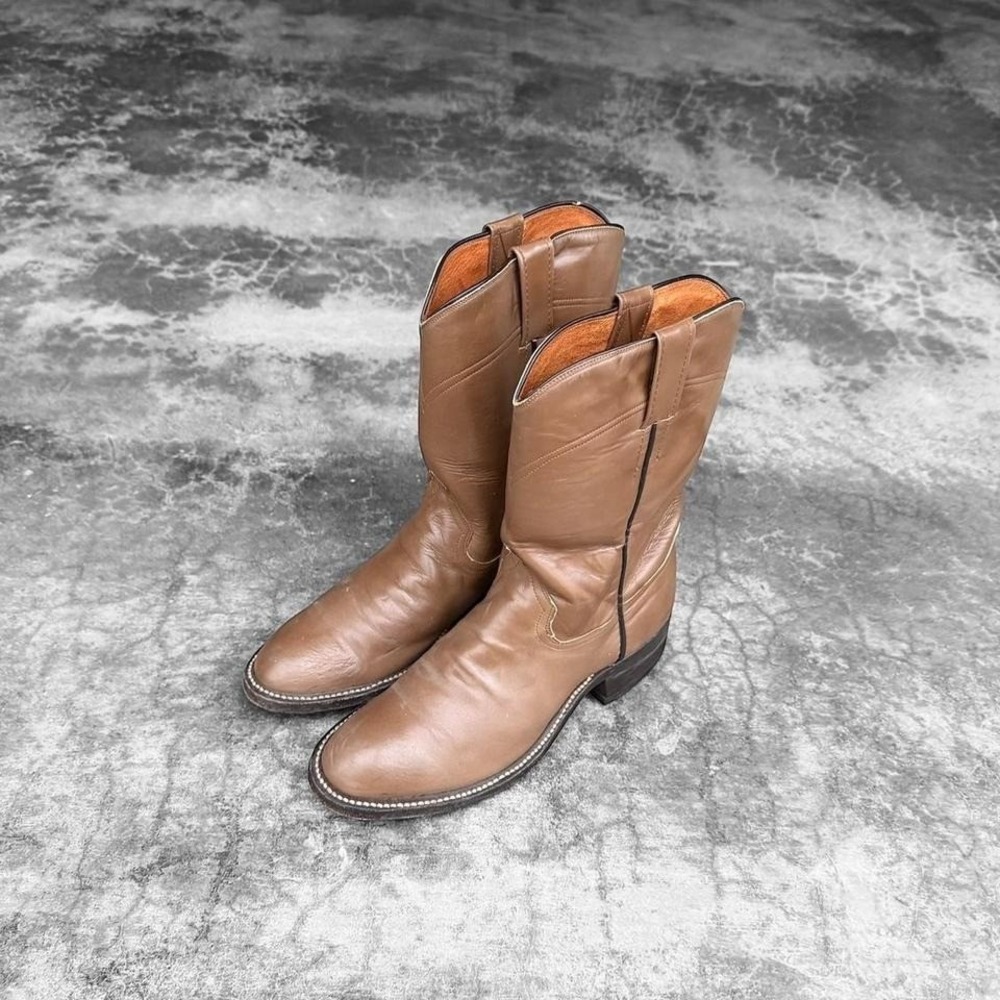 Vintage 90's Mocha Brown round toe cowboy western boots women's size 6 Mexico